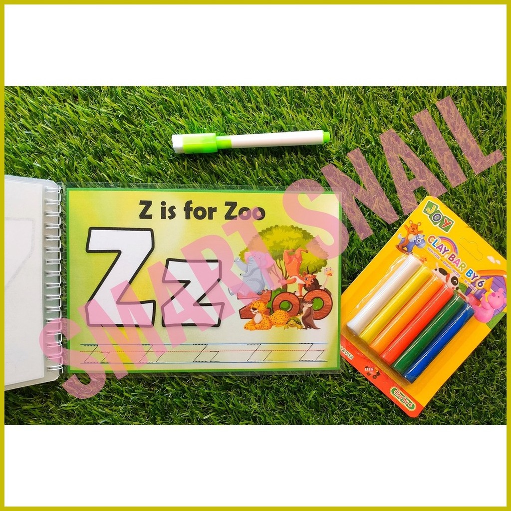 3in1 Alphabet Playdough Mats, Flashcards & Tracing with FREE CLAY & DRY ...