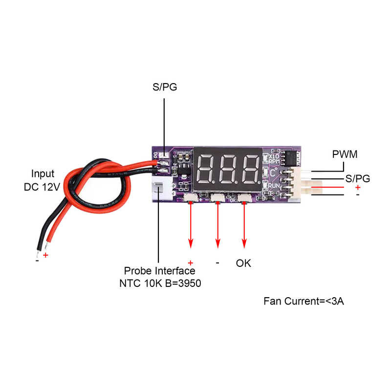12V DC PWM Temperature Control Governor Module Mini 4Pin Digital ...