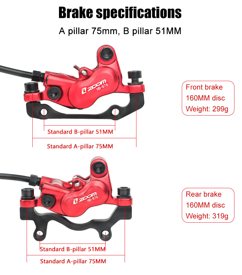 BUCKLOS Zoom H876E 2-PIN 4 Pistons Hydraulic Disc Brake Set E-Bike - View #6