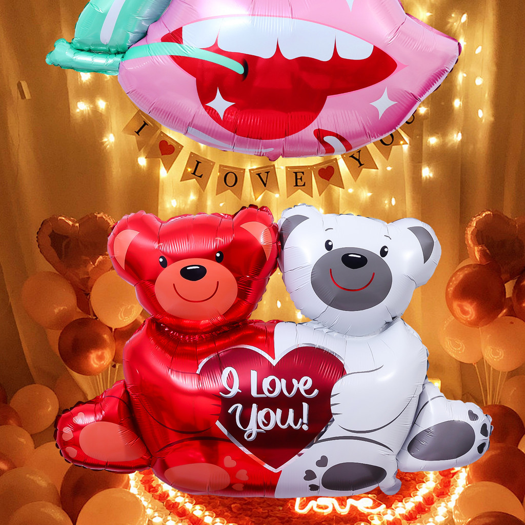 1 Pair Creative Love Bear Styling Inflatable Aluminum Foil Balloon ...