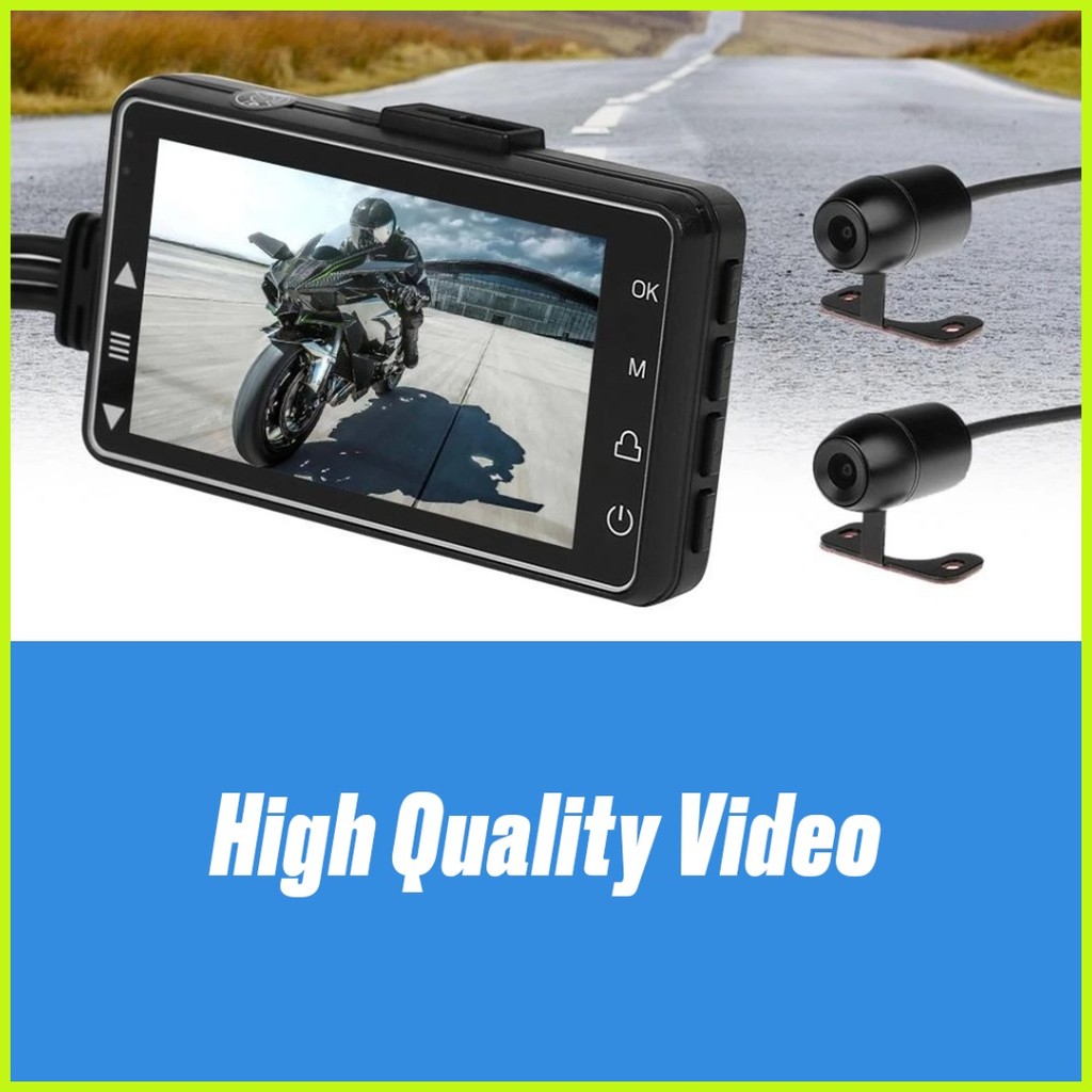۞ Motorbike Dash Cam DVR Front+Rear View Dash Camera Motorcycle Dash ...