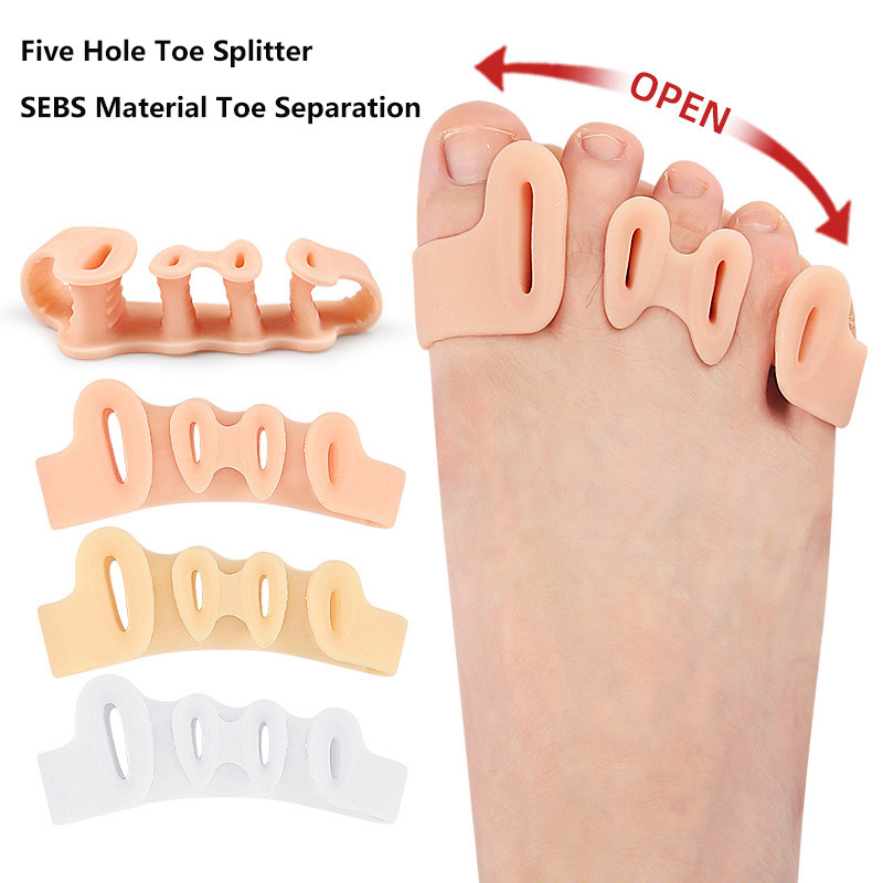 1Pair Hard Silicone Toe Finger Separator 5 Hole Hallux Valgus ...