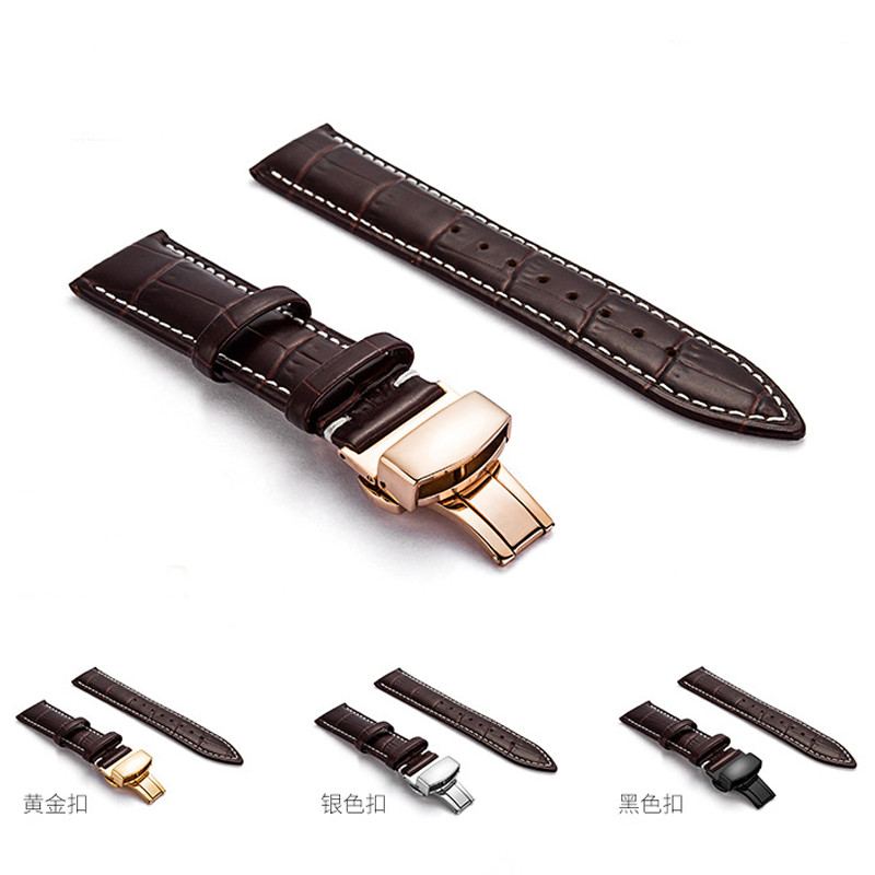 Genuine Leather Watch Strap with Box Top Layer Cow Leather Watch Band ...