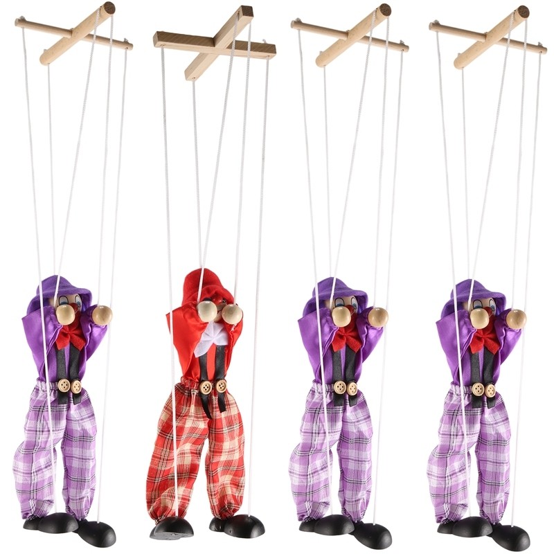 4 Pac Clown Marionette Creative Pull String Puppet Kid For Parent Child ...