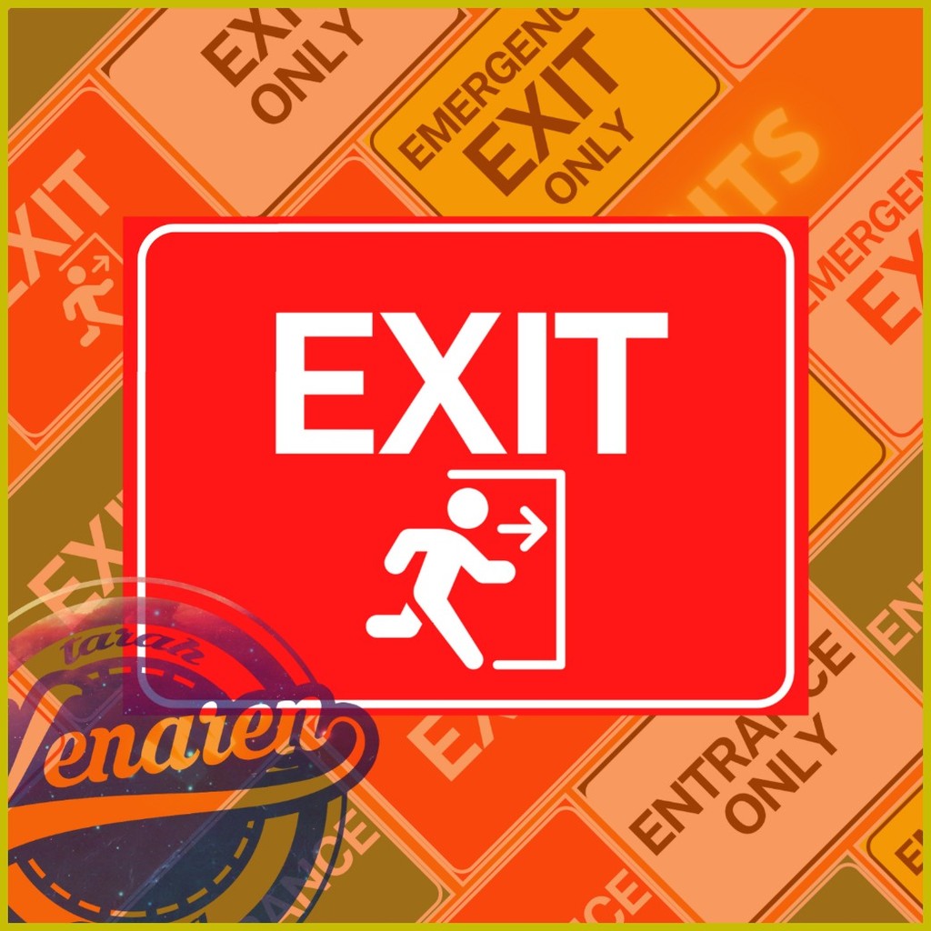 ๑ ♝ ☑ ENTRANCE EXIT ONLY EMERGENCY EXIT Self-Adhesive Vinyl Sticker ...