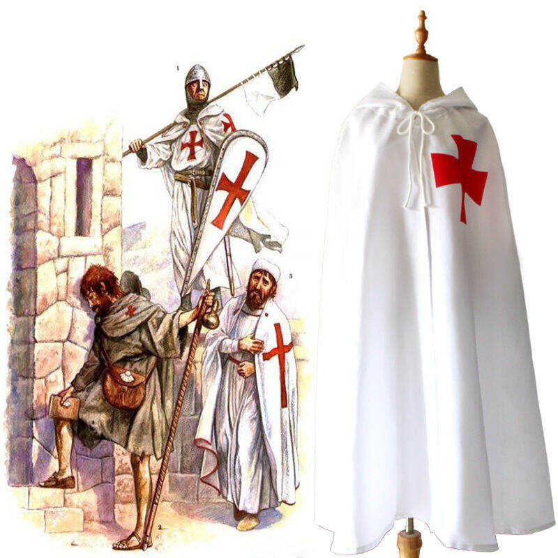 Warriors Medieval Role Playing Capes Costume TEMPLAR KNIGHT Cloak Robe ...