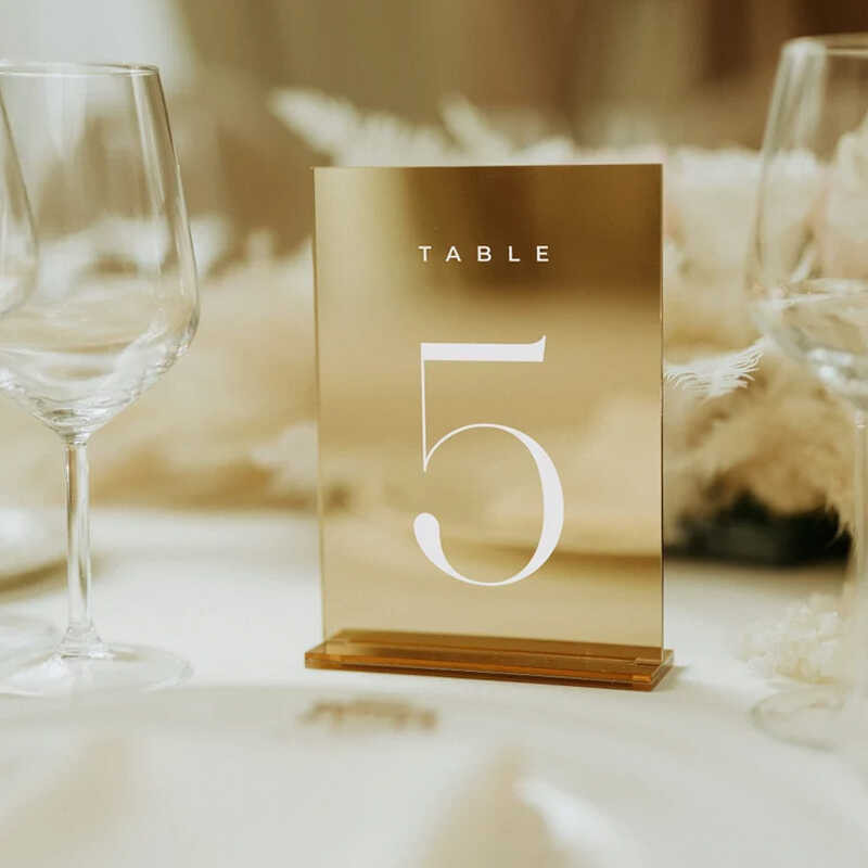 SK Gold Mirror Acrylic Number,Table Numbers,Wedding Table Sign ...