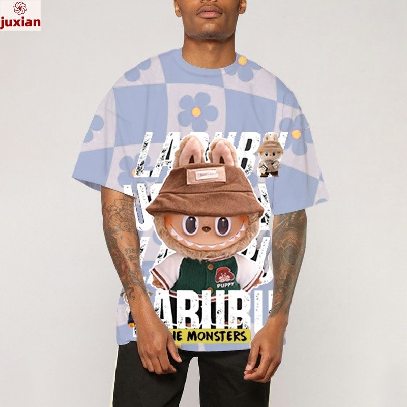 Labubu T-shirt 3d Printed Couple T-shirt Lazy Wind Short Sleeve Cartoon ...