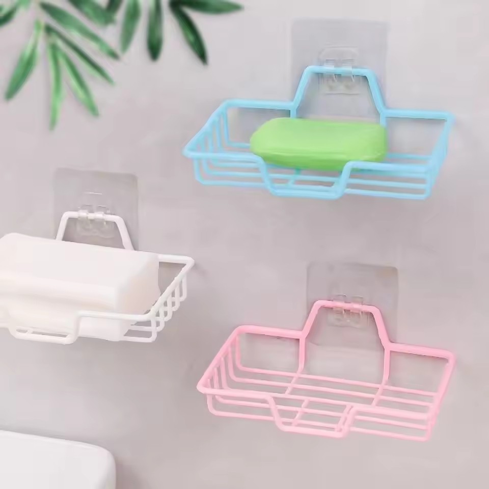 Wall Mounted Soap Rack with Net Sponge Dish for Bathroom and Kitchen ...