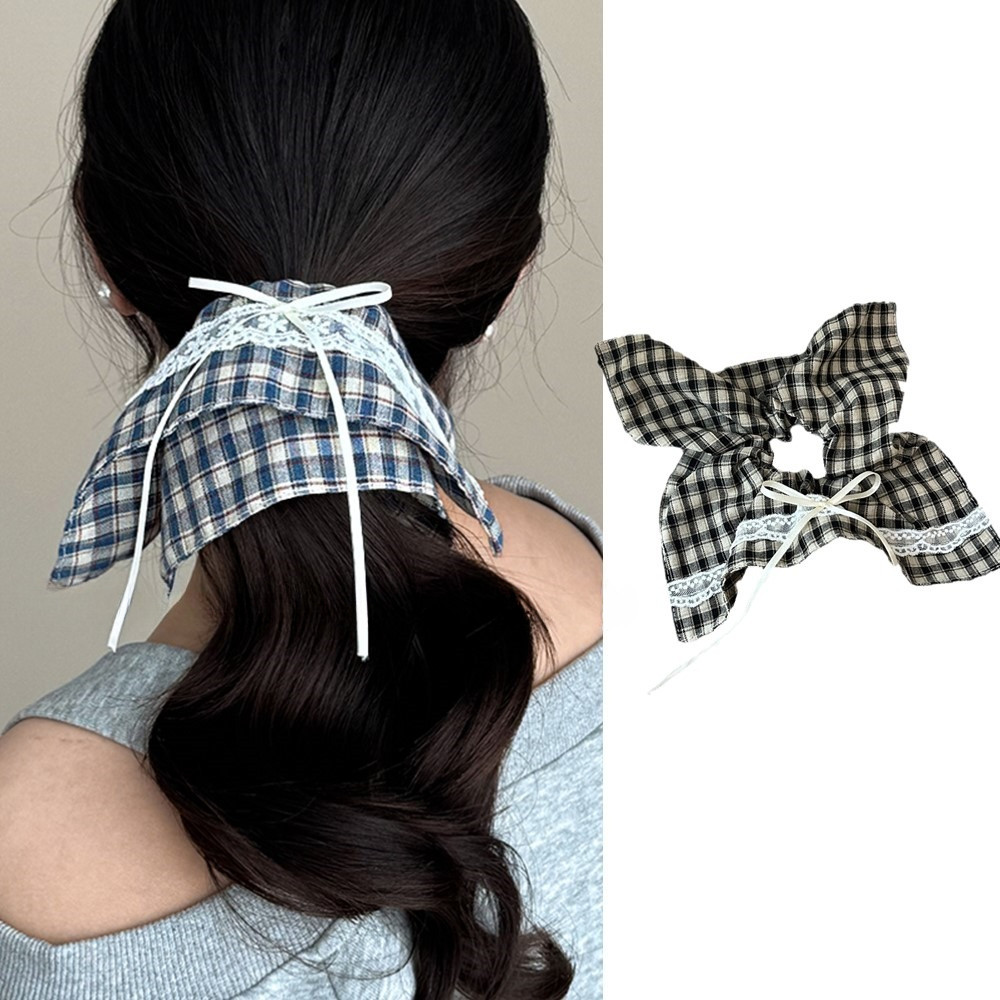 Ribbons Bows Scarves Hair Ties Vintage Lace Plaid Square Hair Rings ...