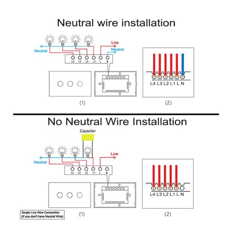 Zigbee Shawader Smart Life Light Switch With/Without Neutral Wire Wall ...