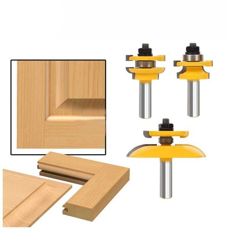 3Pcs 1/2 E2e 3 Inch Shank Rail & Blade Panel Cabinet Rout Bits Set Milk ...