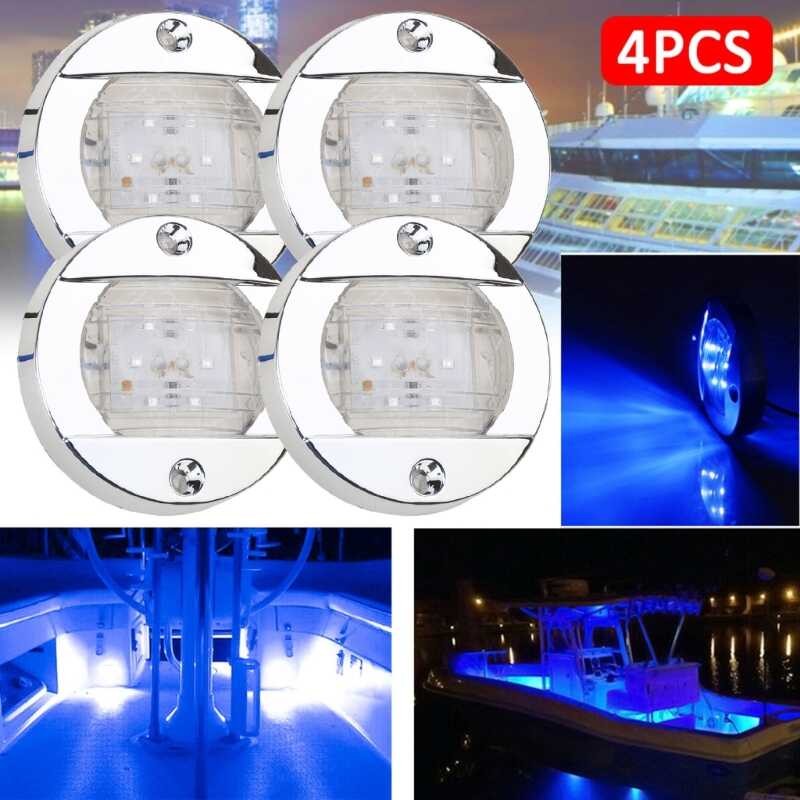 12V Round Marine Boats LED Interior Deck Transom Mount Lamp Courtesy ...