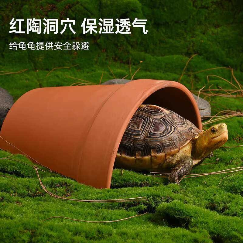 Turtle hiding house, large yellow edge tile cave, semi water turtle ...