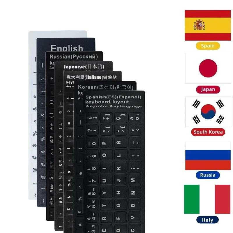 A7b English Spanish Italian Korean Stickers Frosted PVC Language ...