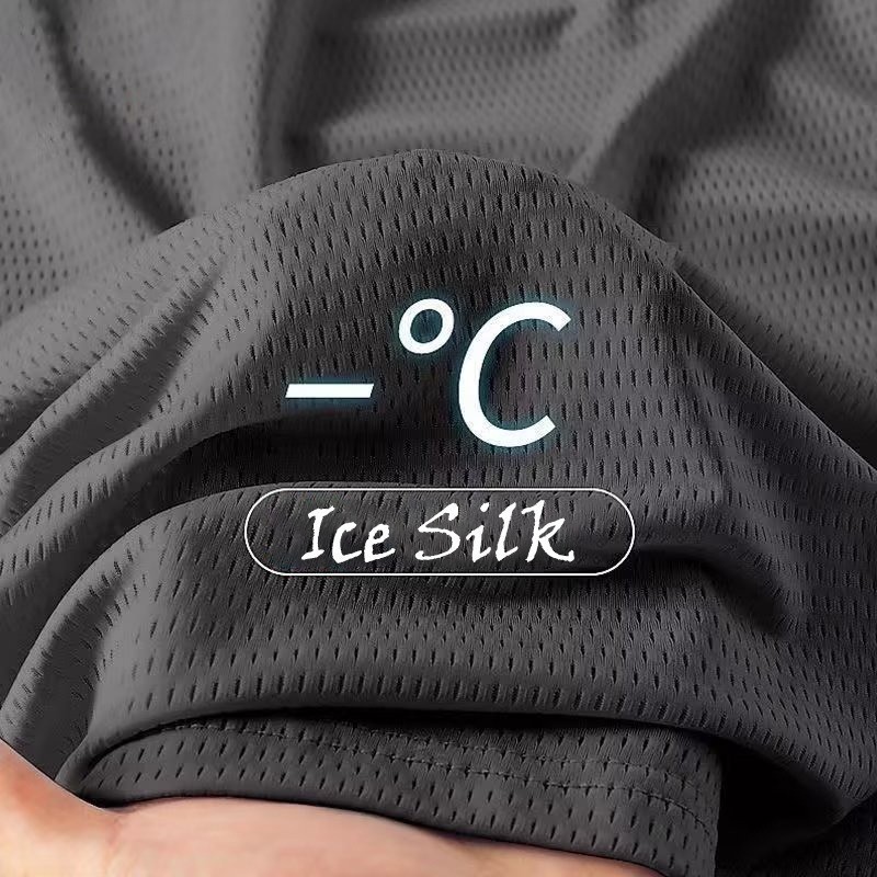 Ice Silk Men's Quick Dry Shirt Fashion Quick-Dry Solid Color Training ...