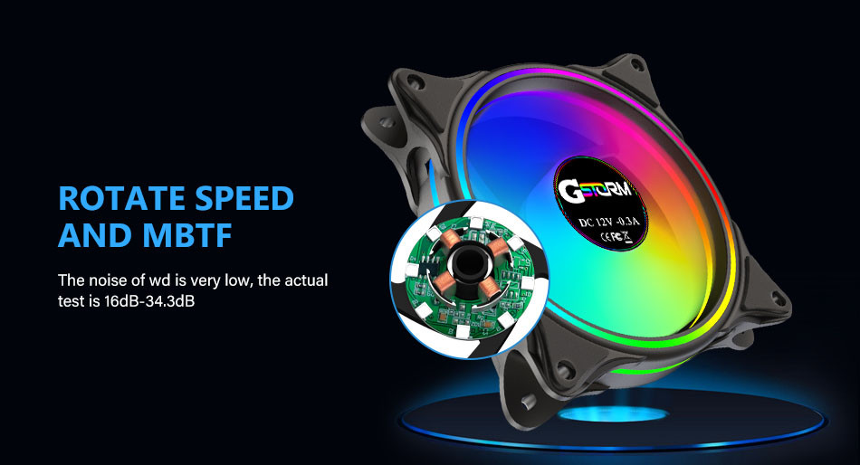 G STORM fan 120mm PC CPU Computer Case Cooling Fan RGB Rainbow White ...