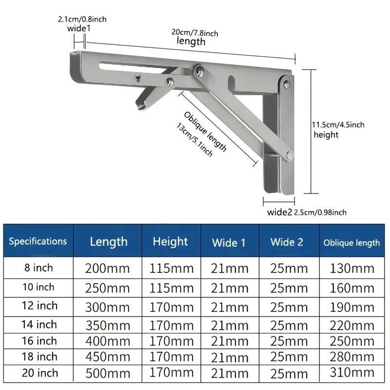 Triangle 2Pcs Folding Angle Bracket Heavy Port Adjustable Wall Mounted ...