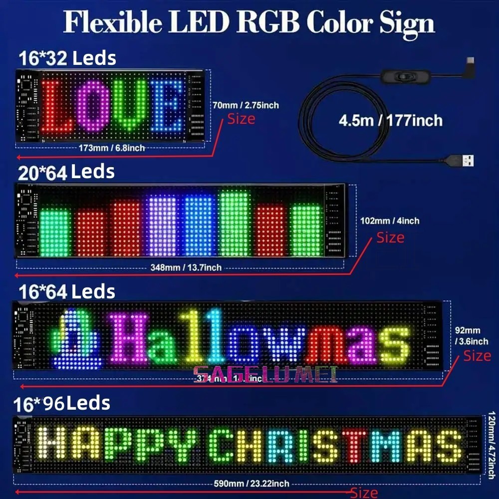 Truck Eyes DIY Programmable RGB LED Matrix Pixel Panel Car Sign ...