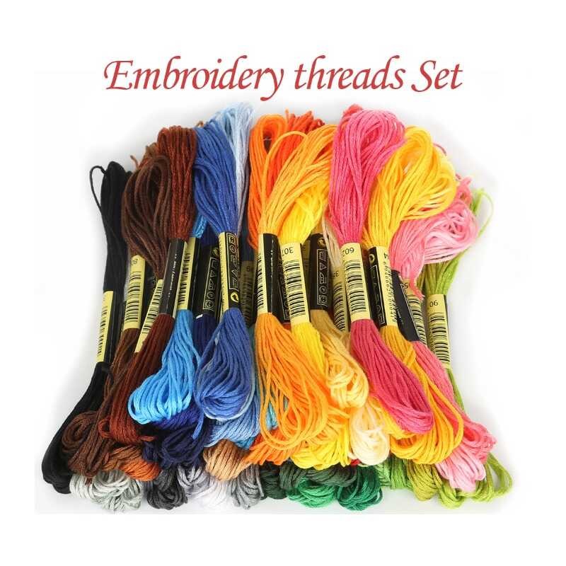 24/48 Colors Embroidery Thread Set Multicolor Cross Cotton Sewing ...