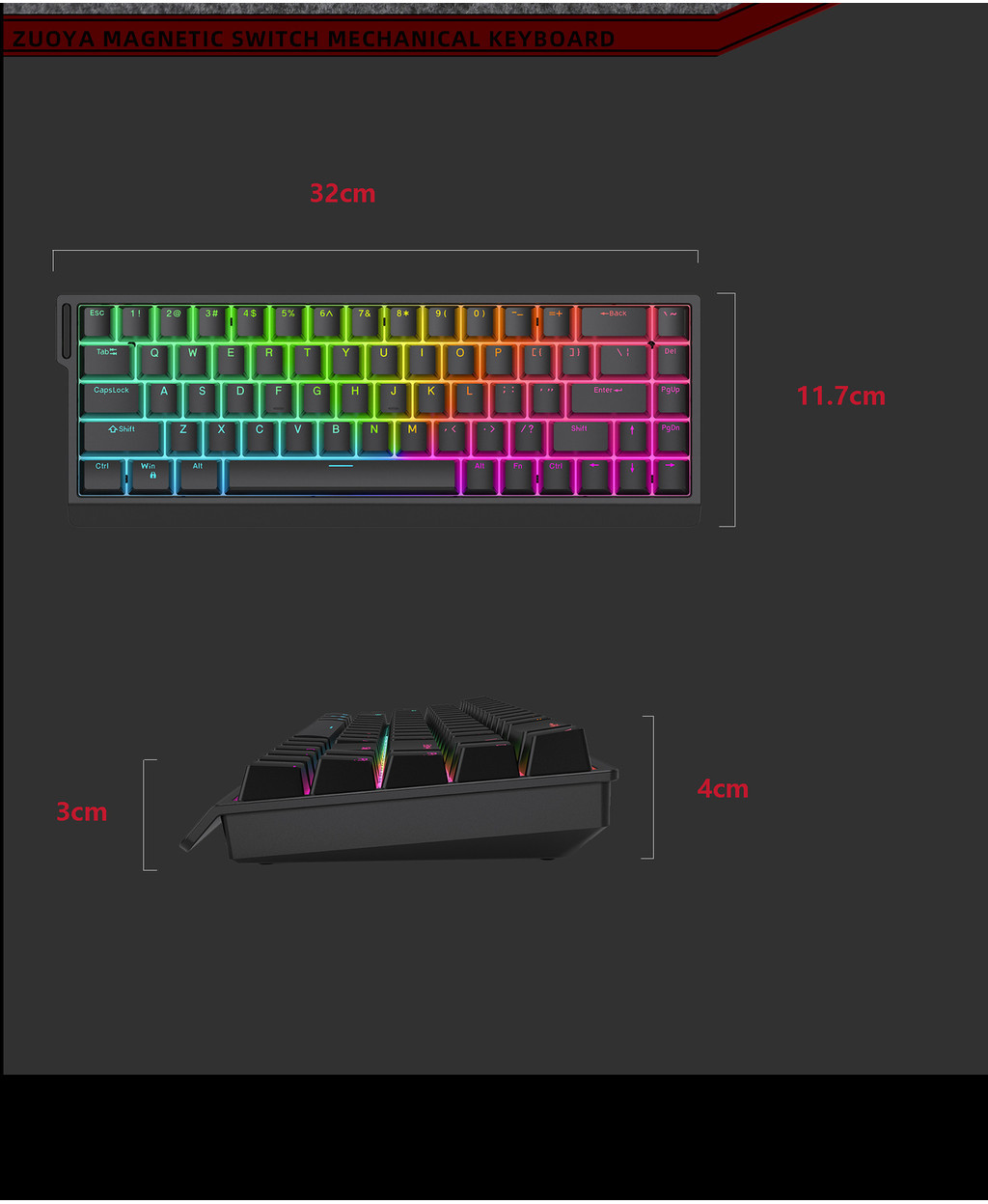 ZUOYA HE30 8K Magnetic Switch Mechanical Keyboard Wired RGB Backlight ...