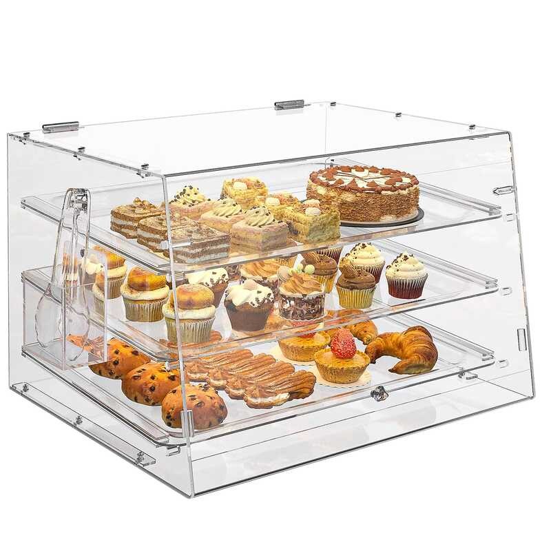 White Buffet Custom Bakery Clear Cabinet Box Stand Acrylic Risers Para ...