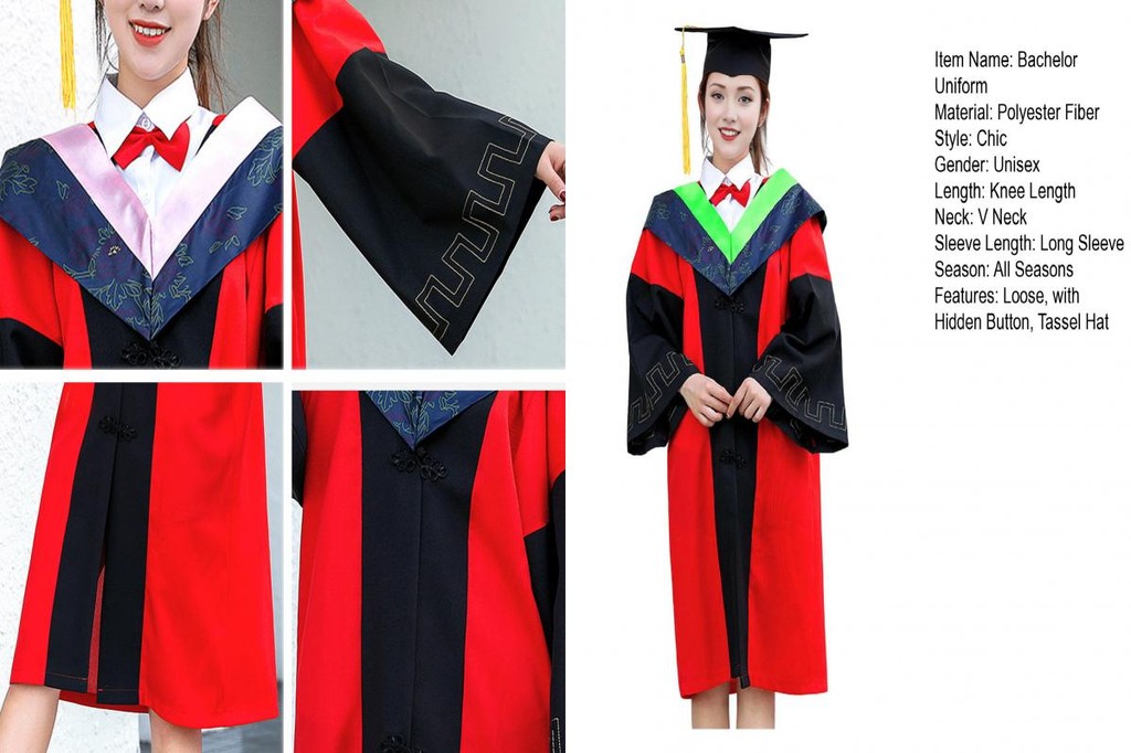 CADI Matte Finish Graduation Robe Bachelor Uniform Costume 2 Pcs ...