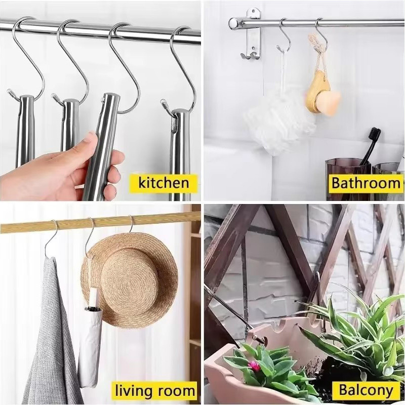 20 Pcs Stainless Steel Hooks For Hanging Closet Rotating - View #2