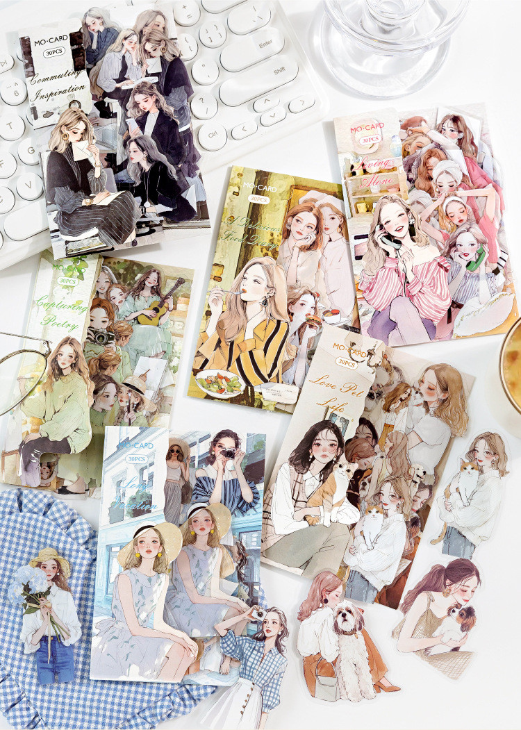 Journamm 30pcs Cute People Scrapbook Stickers PET Characters for ...