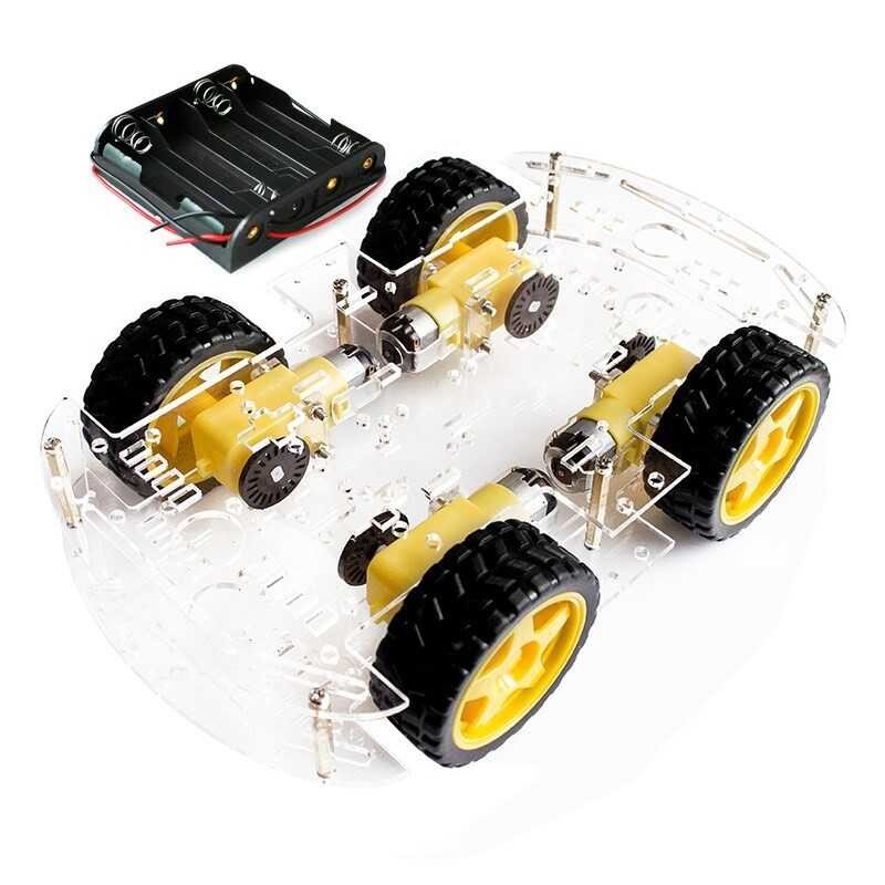 Smart 4WD Robot Chassis Kits Car With Speed Encoder and Battery Box Diy ...