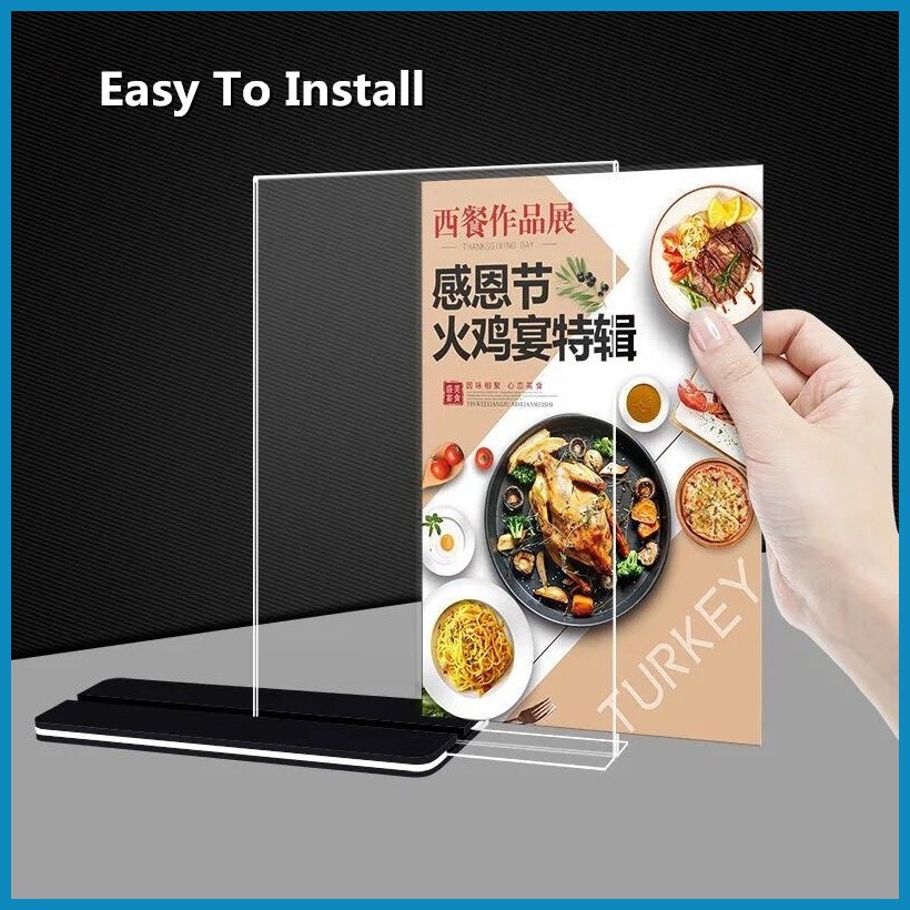 A4 A6 Acrylic Sign Holder Restaurant Double Sided Menu Display Stand ...