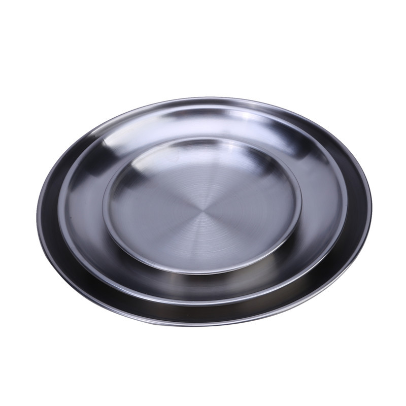 14/20/23cm New Stainless Steel Thickened Disc Cafe Tray Fruit Plate ...
