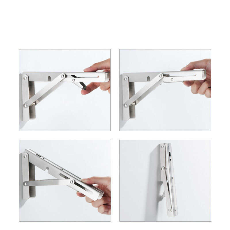 Stainless Steel Wall Foldable Triangular Bracket Storage Rack, Movable ...
