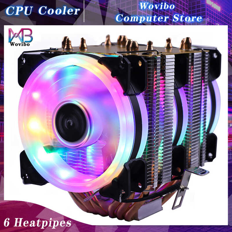 76 6 3 Heat Pipes RGB CPU Cooler X79 X99 3Pin PWM 4Pin Quiet For Intel ...