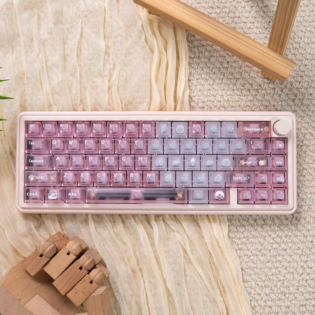 Foggy Transparent Keycap Heart-shaped Pink Blue Cherry profile RGB ...