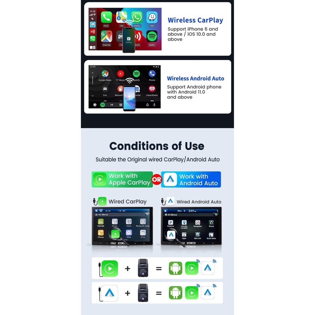 CarlinKit Ai Dash Cam Android 13 CarPlay Wireless CarPlay Android Auto ...