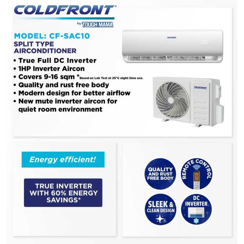 LY Coldfront Ni Tough Mama Cf-Sac10 True Inverter 1Hp Split Type Aircon ...