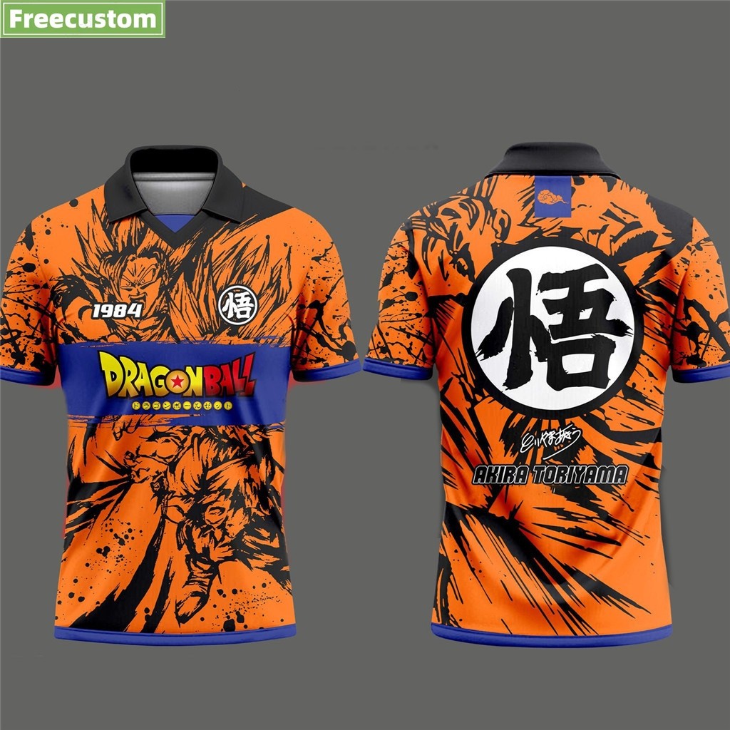 Dragon ball Anime Retro Collar Jersey Anime Japan Gojo Satoru Tshirt ...