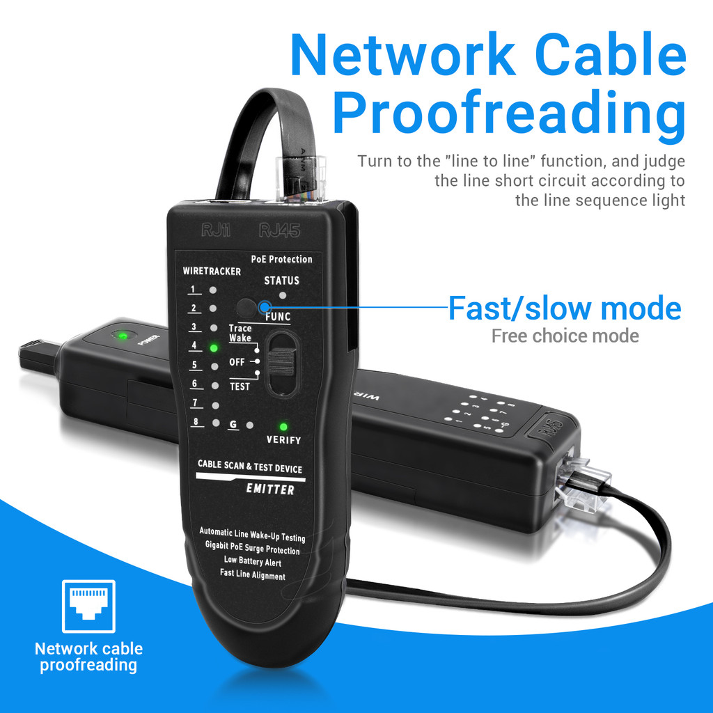 ZoeRax RJ45 RJ11 Smart Network Cable Tester LAN Cable Tester Wire Toner ...