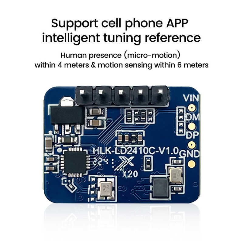 DC5V HLK-LD2410C 24G Human Presence Sensor ports BT Function App Radar ...