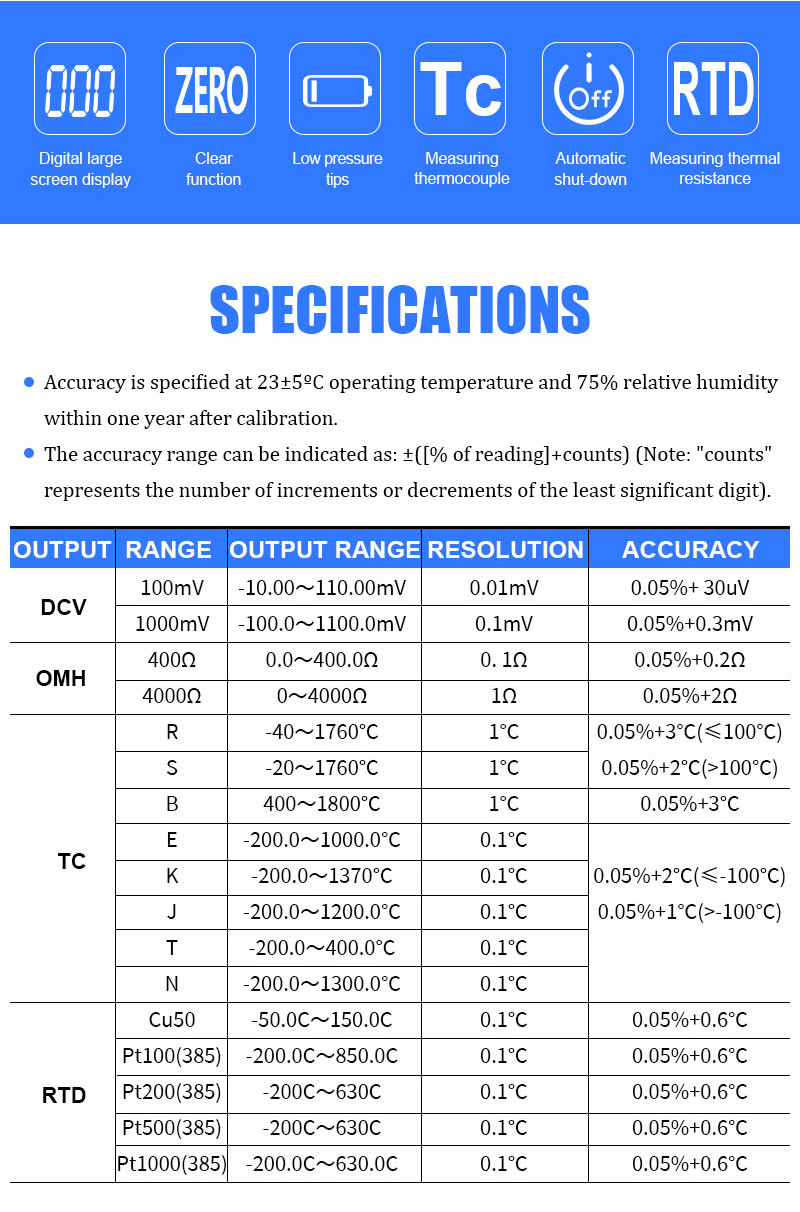 Victor 01+ Temperature Calibrator RTD High Precision Output Simulate ...