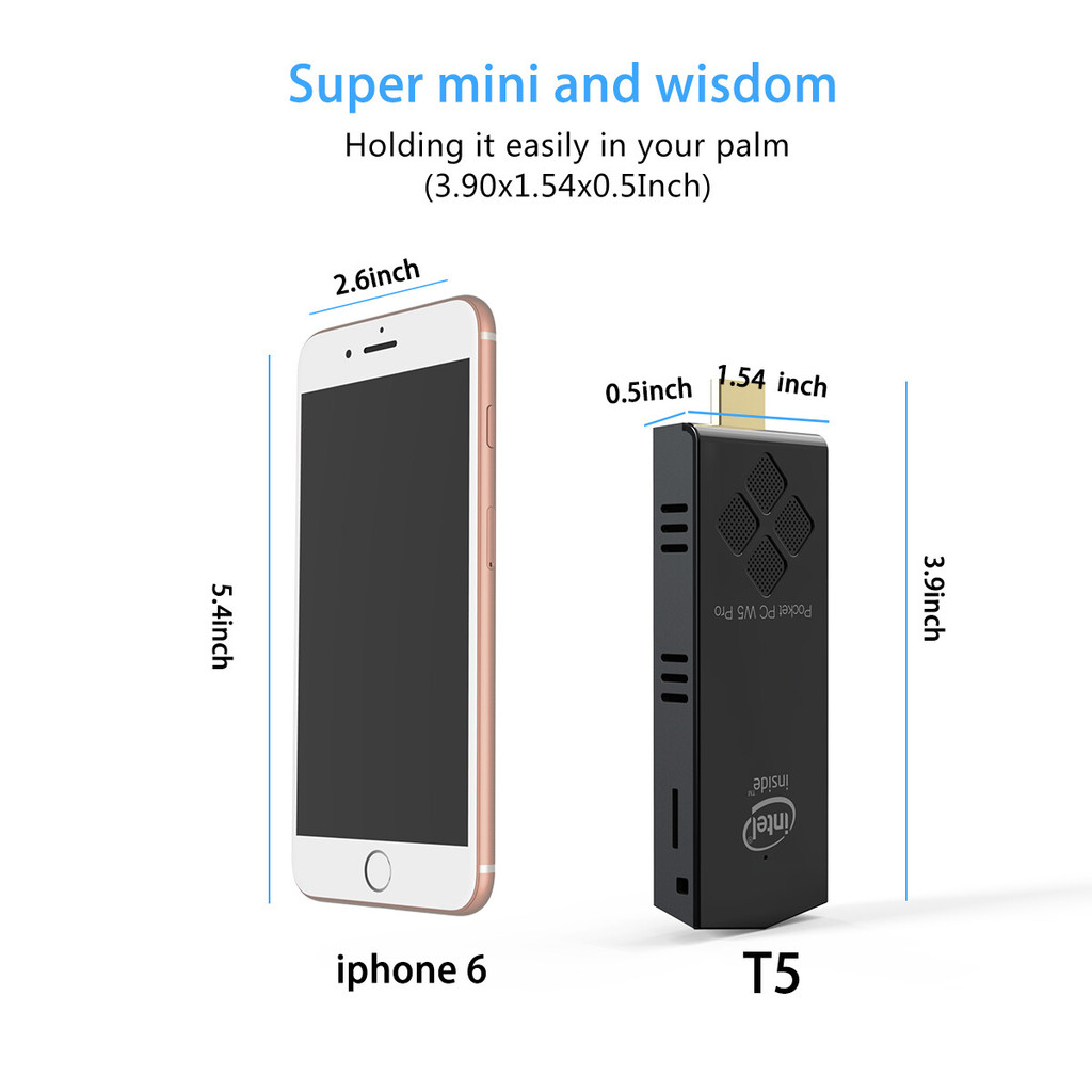 T5 Intel Atom Z8350 licensed windows10 Mini PC desktop computer stick ...