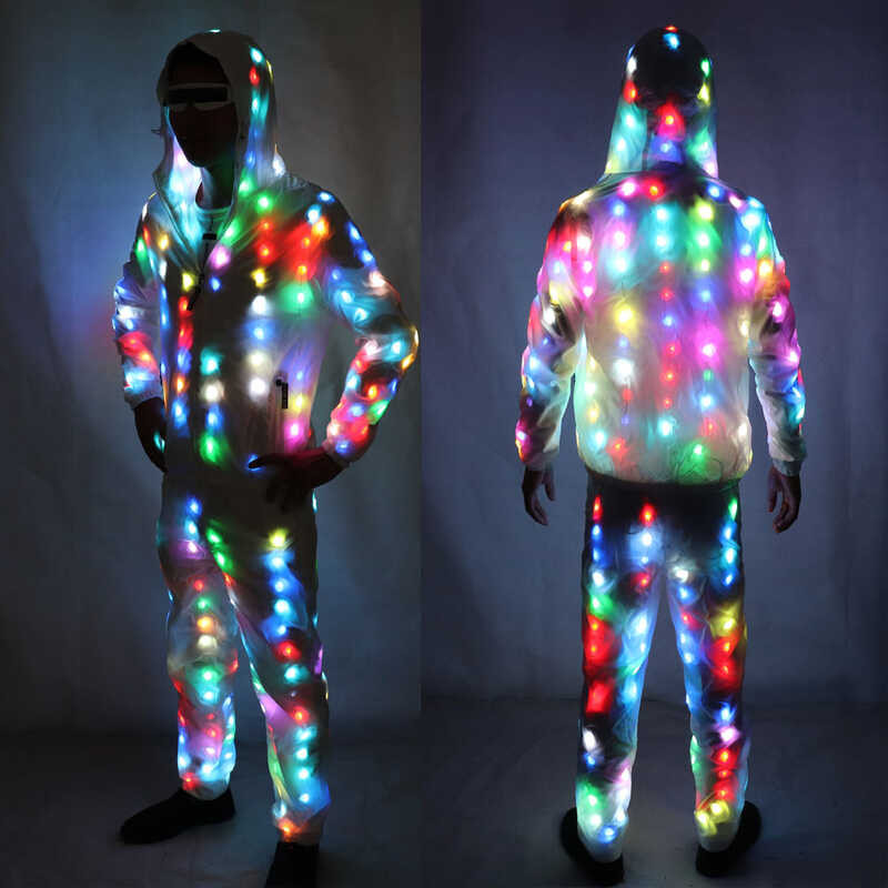 Jacket Lights Coat Pants Costumes Set LED Party Clothes Suit Colorful ...