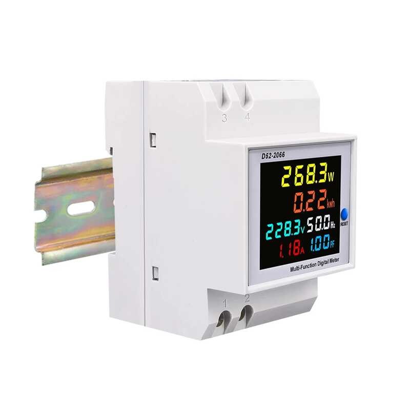 Single Phase Energy Din Rail Electricity Usage Monitor AC 40-300V 100A ...