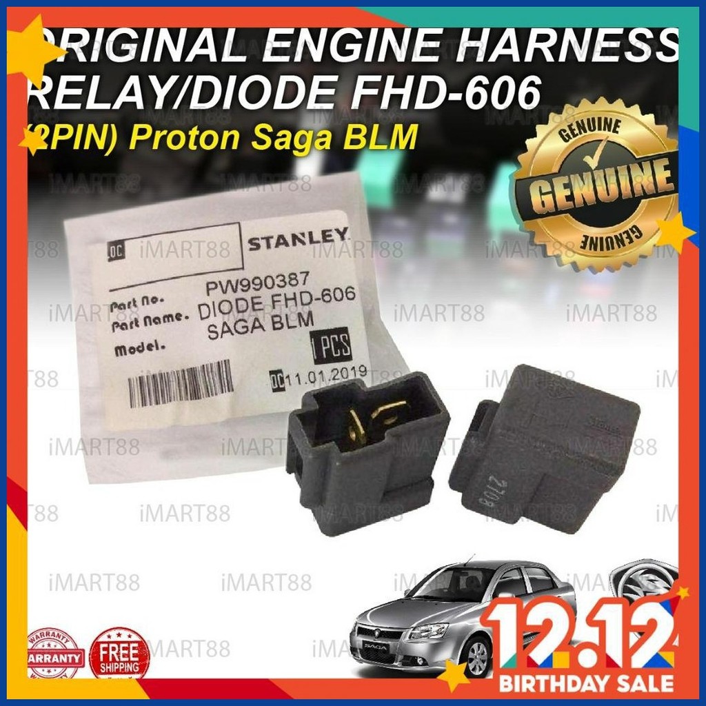 ORIGINAL PROTON SAGA BLM ENGINE HARNESS RELAY DIODE PW990387 FHD-606 2 ...