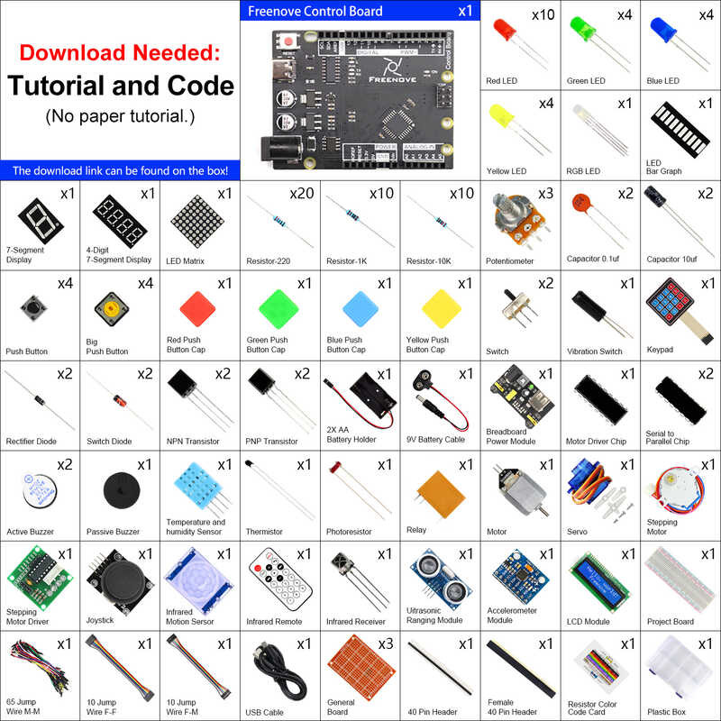 Ultimate Freenove Starter Kit for Arduino UNO R3 V4, 274-Page Detailed ...