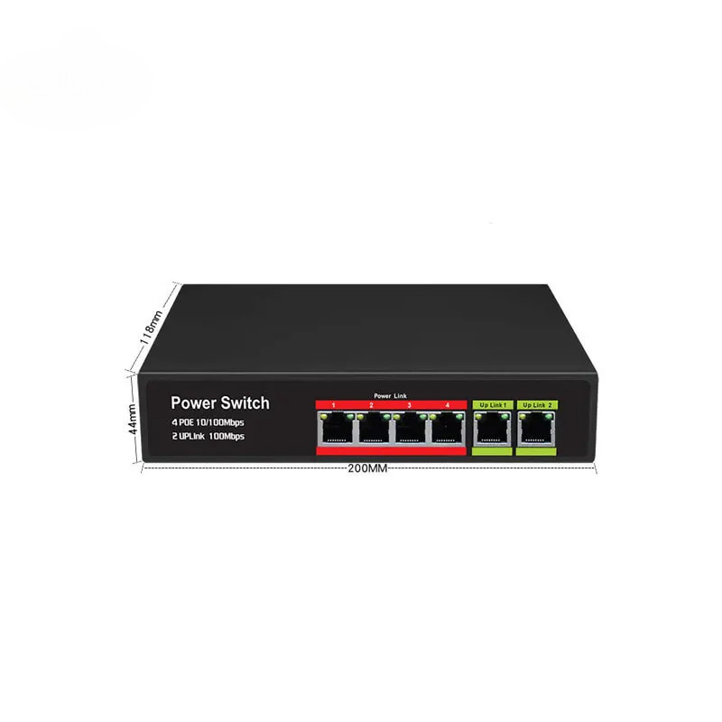 Ethernet switch 4 port poe 100 mbps switch managed 2 Port RJ45 100Mbs ...