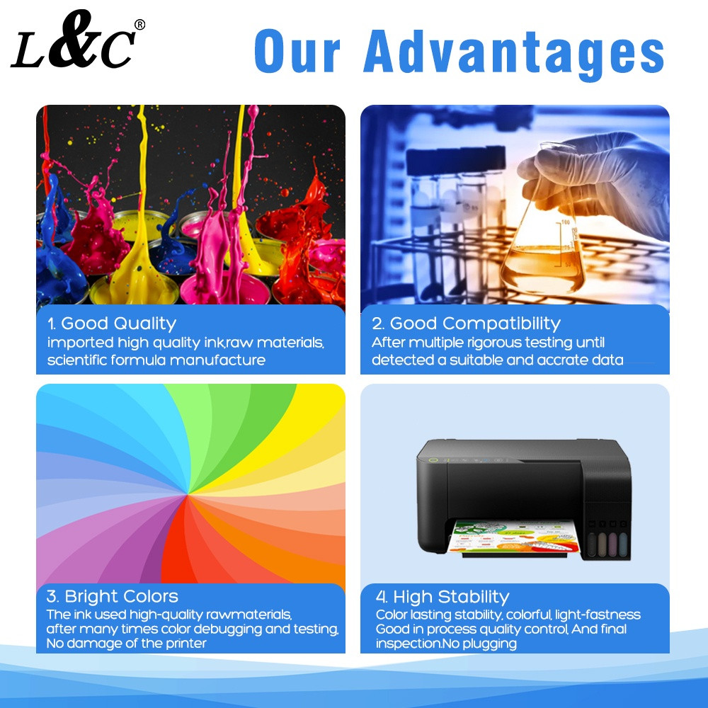 L&C Refill For Hp Ink GT51 GT52 GT53 Dye Ink For HP Deskjet Printer ...