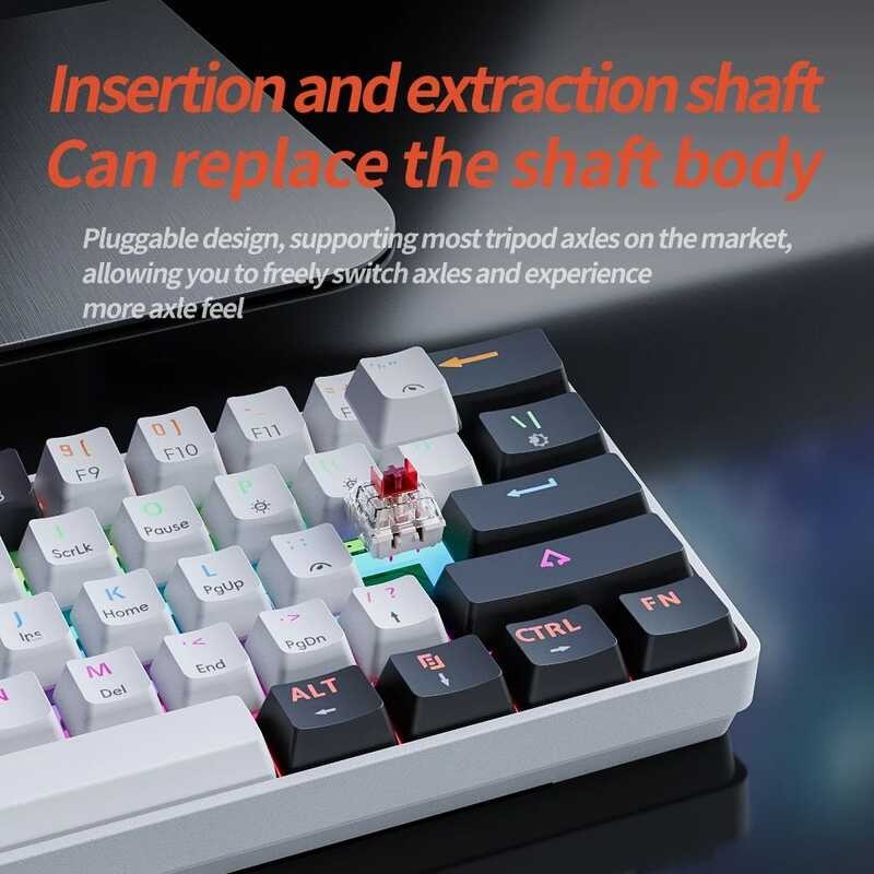 USB MUCAI Gaming nical Keyboard Red Switch RGB Backlit Hot Swappable 61 ...