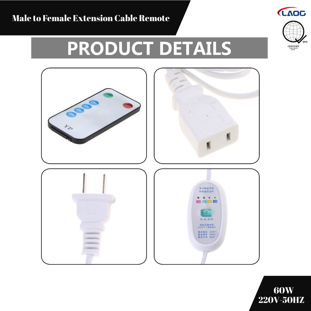 Remote Control Multifunction US Extension Cable Male to Female with ...